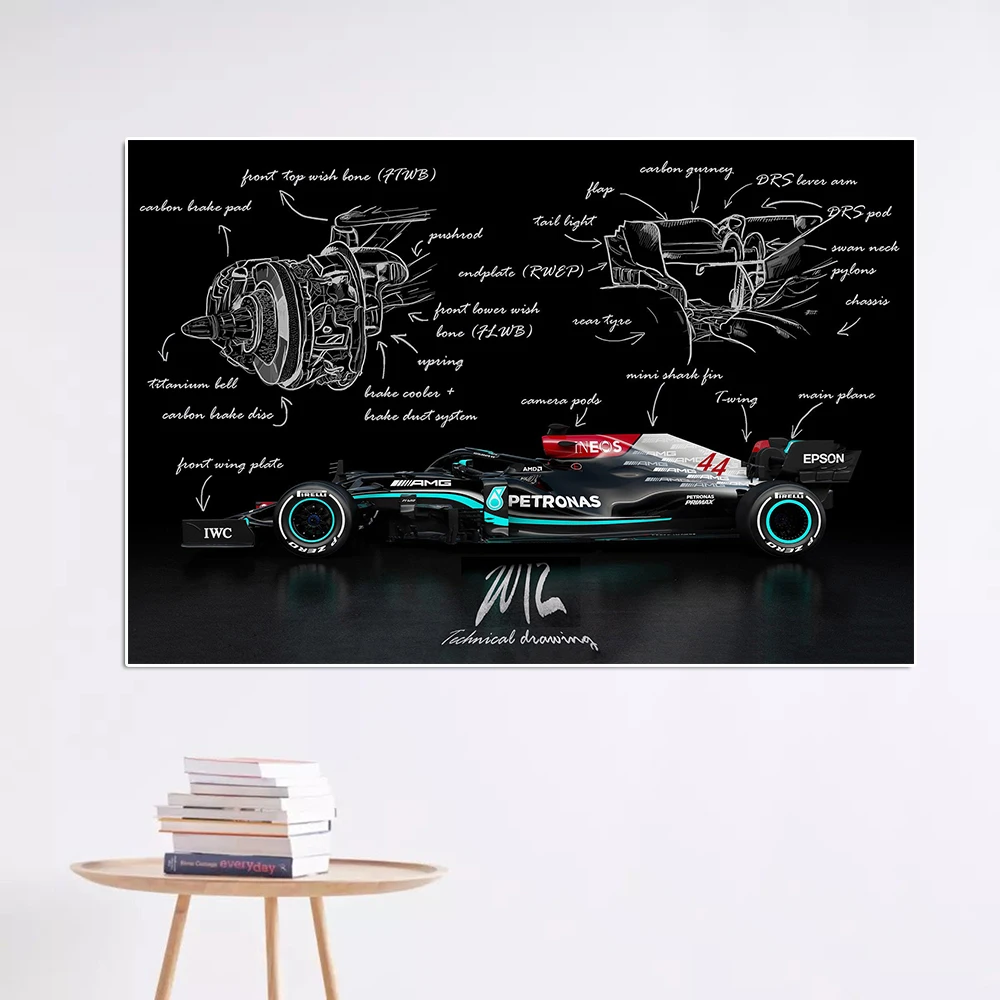 Формула Grand Prix Winner Гамильтон Гонки Дизайн эскизный постер печать роскошный