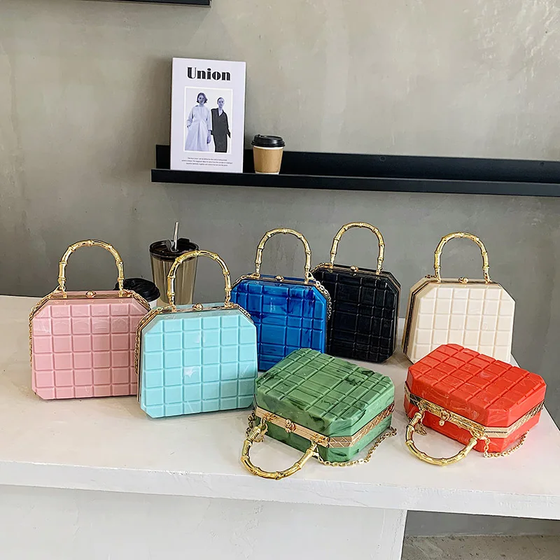 

Imitation Bamboo Handle Women's Small Handbag 2022 New Elegant Acrylic Hander Bag Chain Shoulder Summer Beach Bag Cross Body