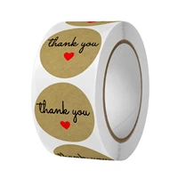 1 inch kraft paper thank you stickers labels rotary self adhesive takeout box sealing stickers thank you cards for business