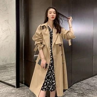 2022 new spring fall womens solid color trench coat lady fashion elegant long jacket female loose casual oversized windbreaker