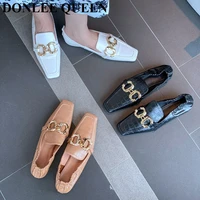 fashion chain flat shoes women flats ballet female dress ballerina soft moccasin square toe casual british loafers zapatos mujer