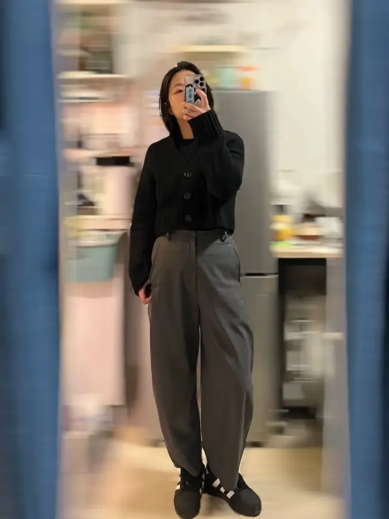 Фото XIMIAN APPAREL 2026 YAZHIMEI cos mod весенняя новинка: стандартная версия укороченного кардигана из шерстяной смеси, черное вязаное пальто №2