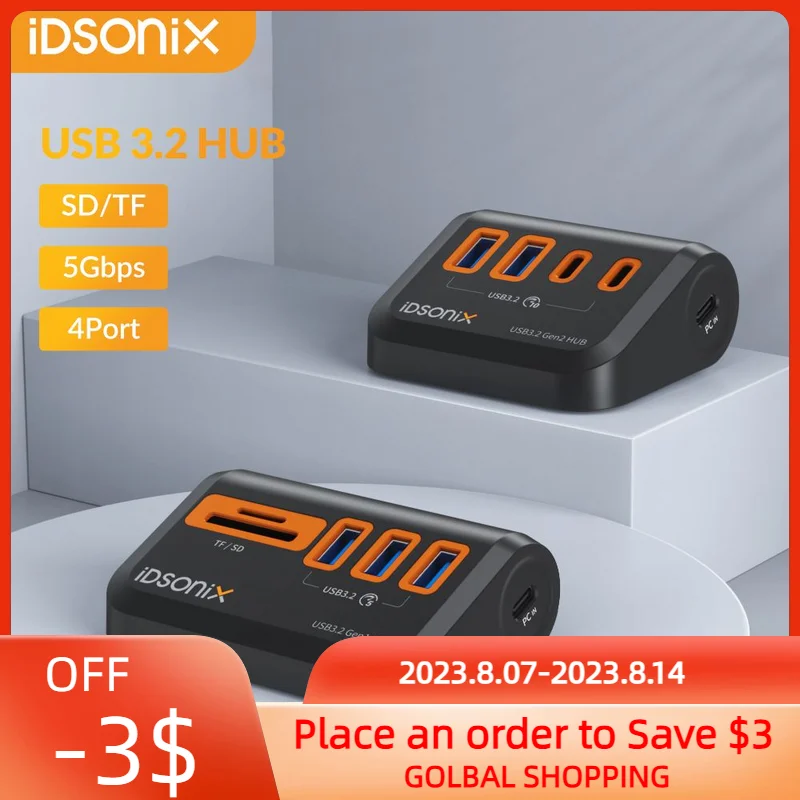

iDsonix Type C HUB USB 3.2 Docking Station Hub Splitter USB Adapter Multi Port Several Socket OTG For Laptop PC Computer Macbook