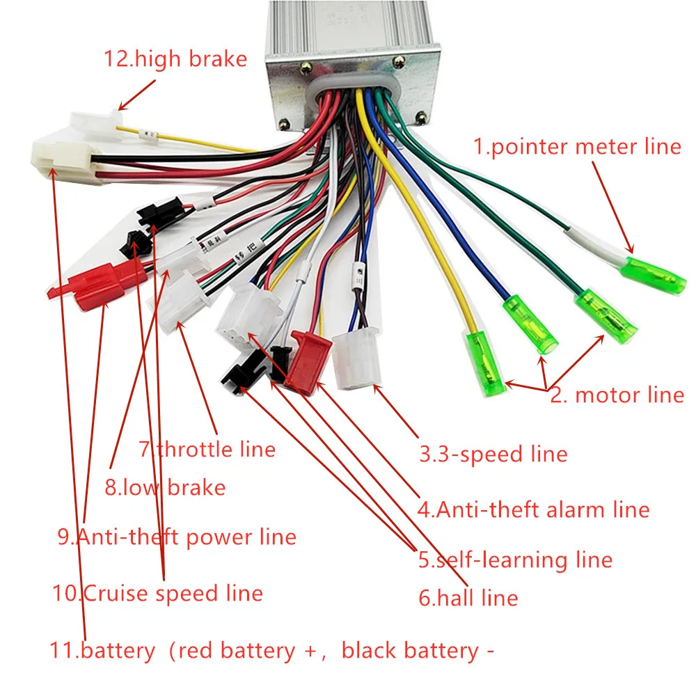 Фото 36V/48V 350W e-bike Brushless Controller for Electric Bicycle E-scooter Dual Mode Sensor/Sensorless №4