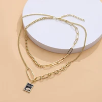gothic hiphop chain necklace for women girl double layer short chain chokers love tag pendant neckalces trendy collarbone chain