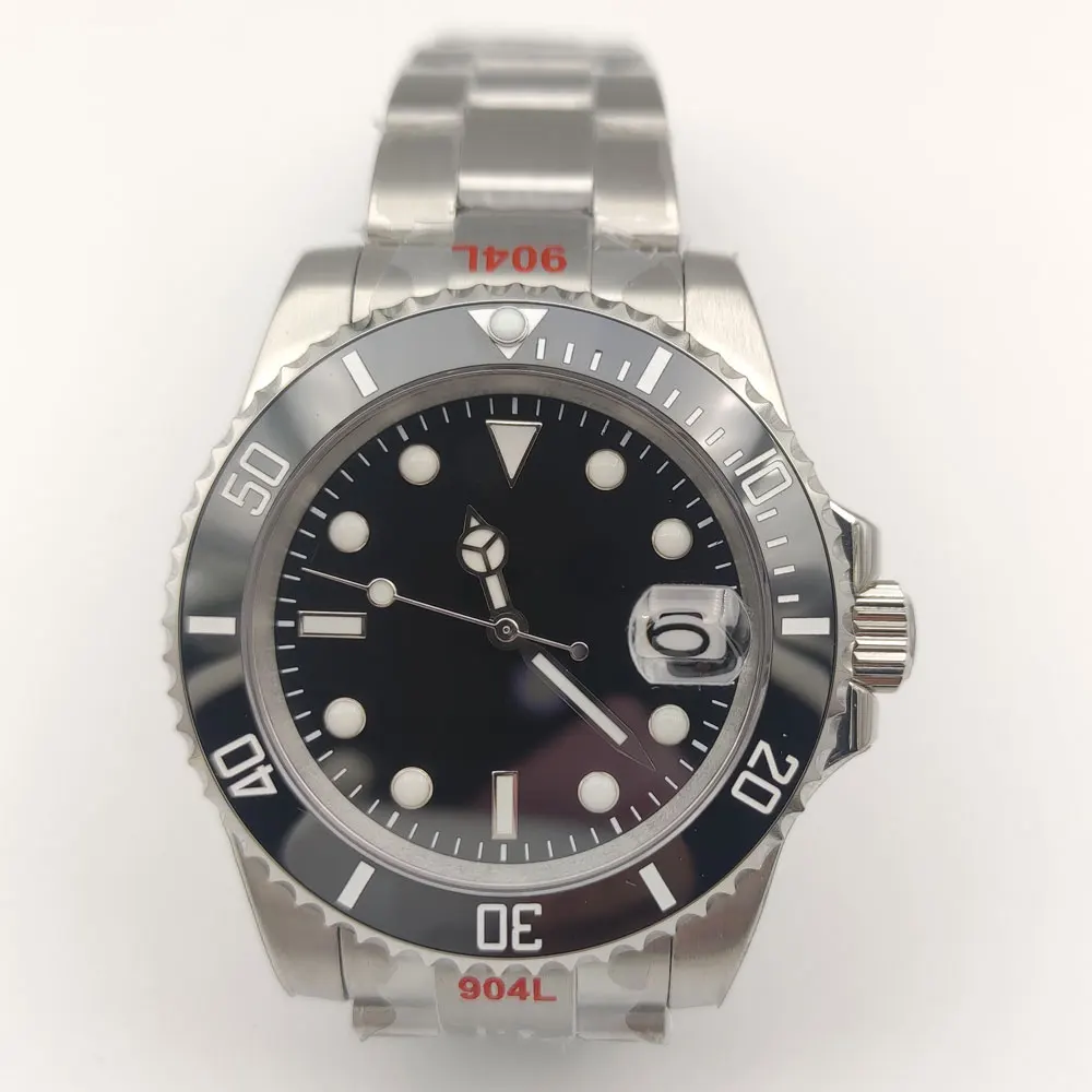 

40mm Black Sterile Dial Self Winding Men Wristwatch Sapphire Crystal NH35 MIYOTA 8215 Automatic Movement