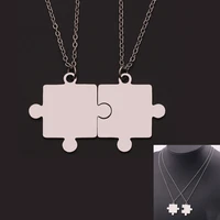 geometric puzzle couple necklace fashion simple necklace pendant good friend gift jewelry korean popular wild alloy necklace