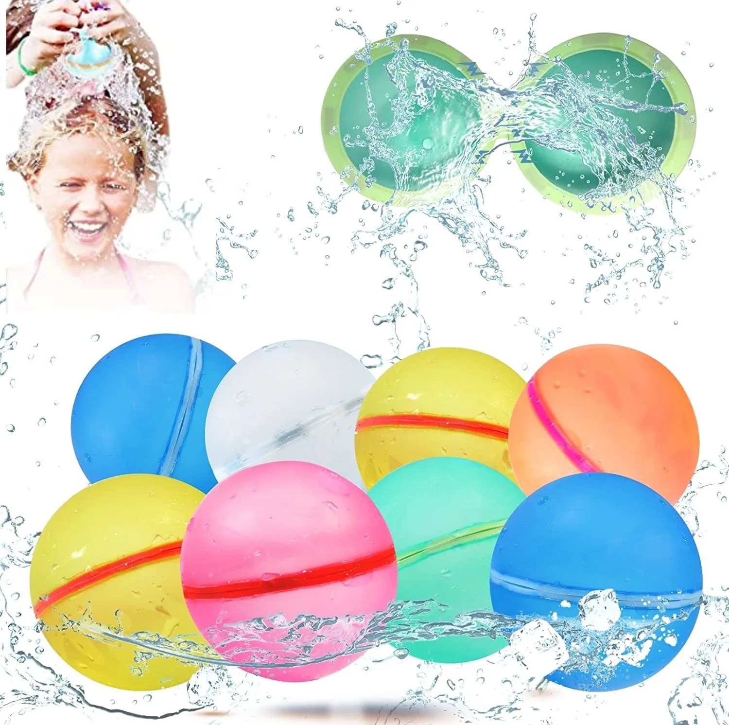 

Reusable Water Balloons Water Amusement Quick Fill Self Sealing Water Bomb Magnetic Splash Balls for Kids Swimming Pool Toys