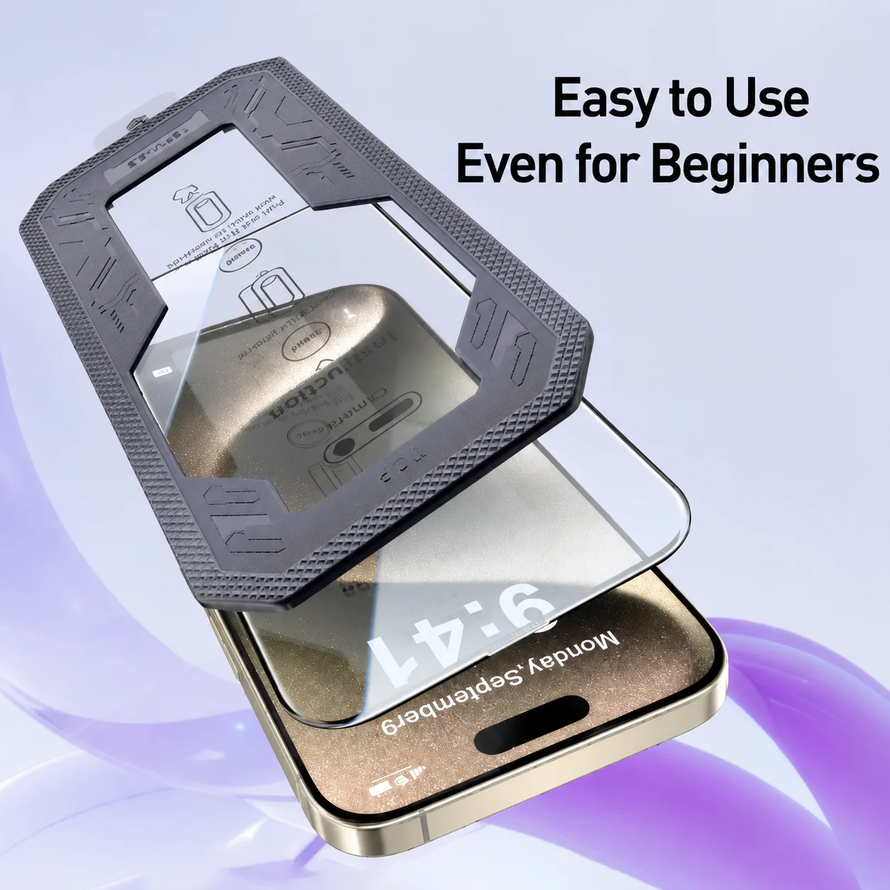 Фото Защитный бокс Zicore M9 Armor для установки без пыли с защитным стеклом для iPhone 15 16 17 Pro Max, HD прозрачный, с функцией конфиденциальности №5