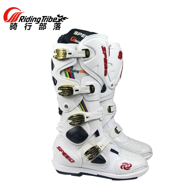 Riding Trider 100% NEW Motorcycle Boots Motocross Leather Long knee-high Shoes white black moto GP dirty bike SIZE 10-45 B1004