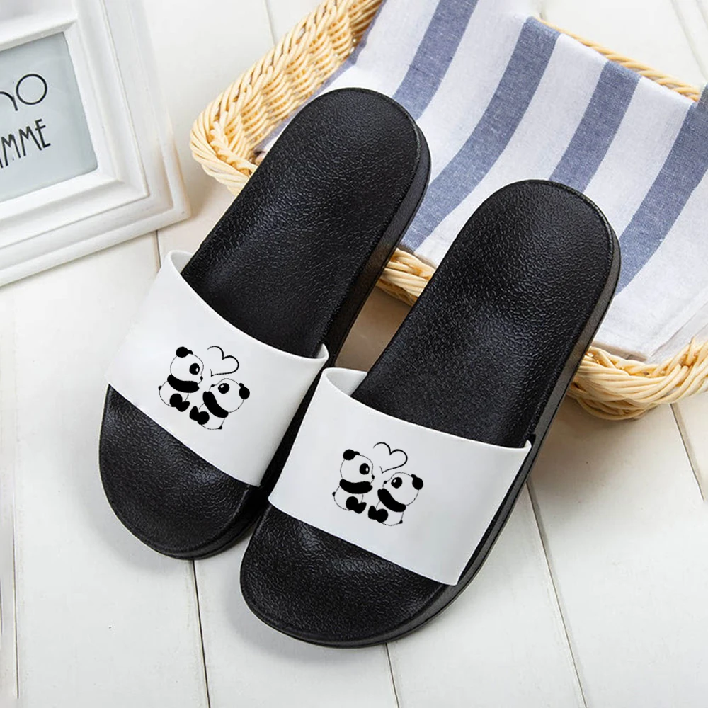

Panda Love Print Slippers for Woman 2022 Summer Women Men Slippers Women Slipper Korean Versio Harajuku Female Beach Shoes