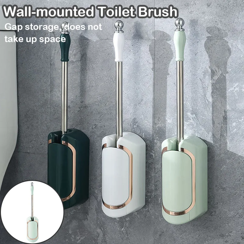 

Luxury Toilet Clean Brush with Drain Base Wall Mounted Long Handle Cleaning Utensils Household Bathroom Toilet Accessories Set