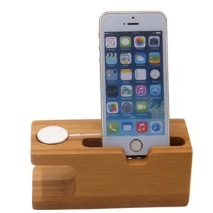 Bamboo Charge Stand Wood Phone Holder Station Dock for Apple Watch Series 1/2/3 42mm 38mm Charger Ca