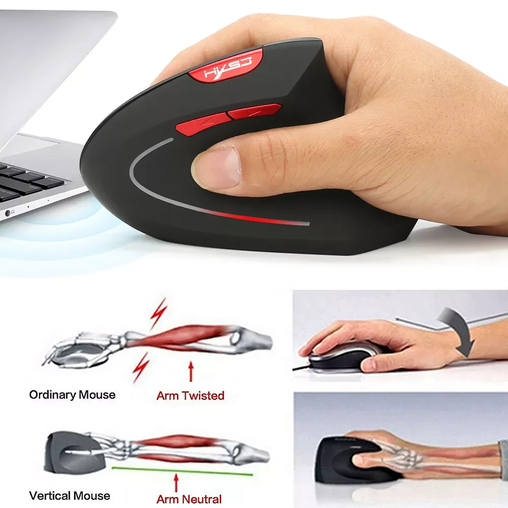 

Bluetooth Vertical Mouse Ergonomic Optical 800 1600 2400 DPI 6 Buttons Mice For PC Gamer Computer Notebook Laptop