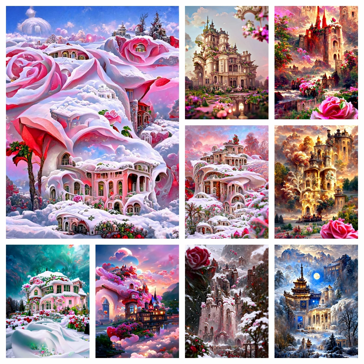 

Fantasy Castle 5D DIY Diamond Painting Mosaic Dream Flower Landscape Art Pictures of Rhinestones Cross Stitch Kits Home Decor