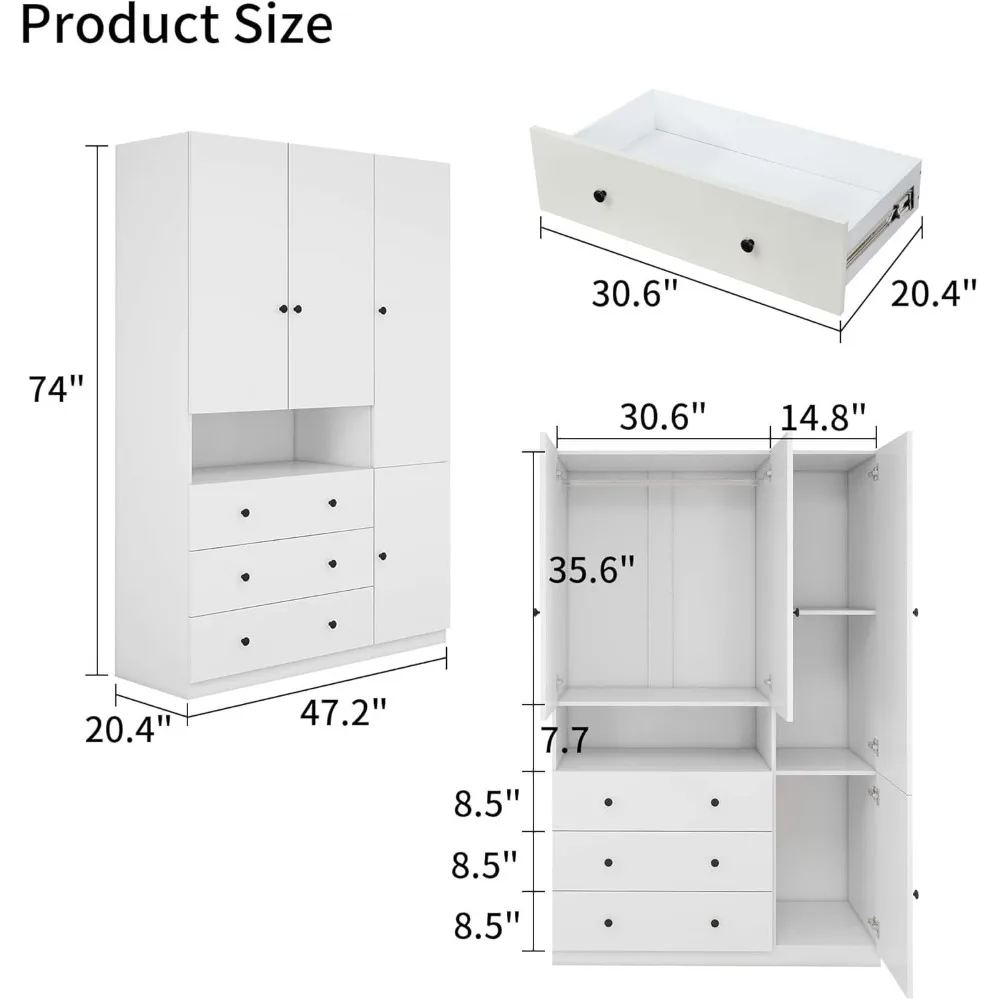 74 &quotH 3 двери ящика белый деревянный шкаф современный отдельно стоящий