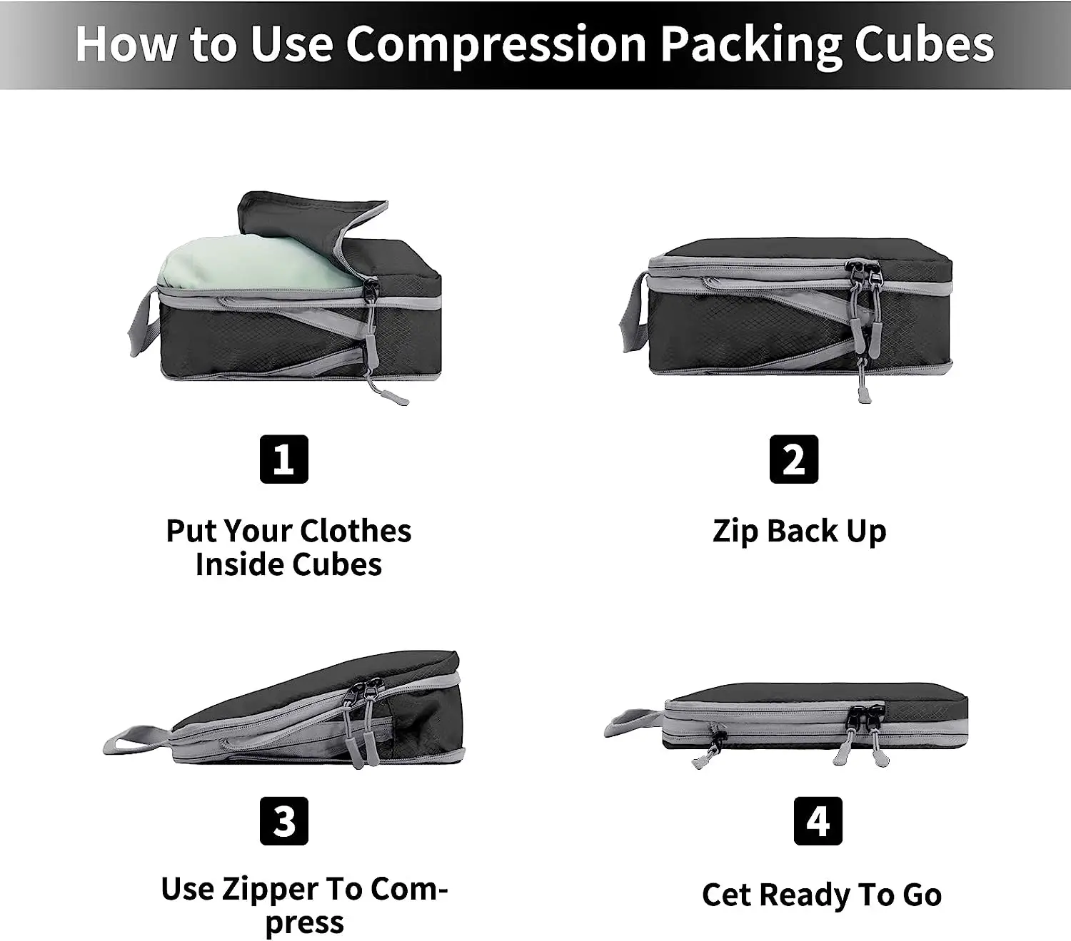 9 pcs New Large capacity Travel storage bag compressible packaging cube foldable waterproof suitcase nylon portable bag luggage