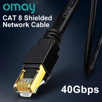 omay rj45 ethernet network cable cat8 cat7 40gbps 2000mhz networking cotton braided internet lan cord for laptops router
