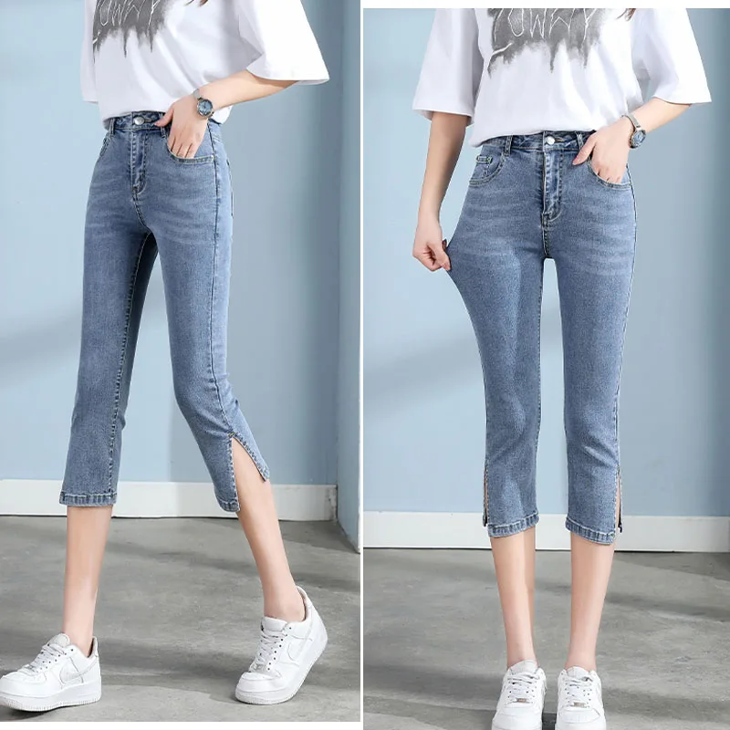 Джинсы женские укороченные шаровары джинсы бойфренды с высокой талией винтажные