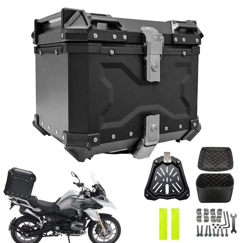 

Motorcycle Top Cases 45L Reliable Aluminum Motorcycle Top Case Motorcycle Rear Storage Box Large Capacity Universal Motorcycle