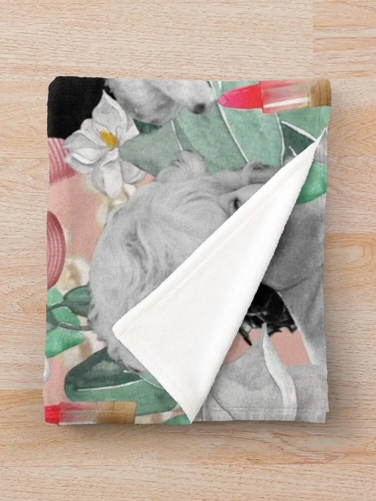 Стальной магнолий Южный Шарм коллаж плед одеяло диван милое клетка