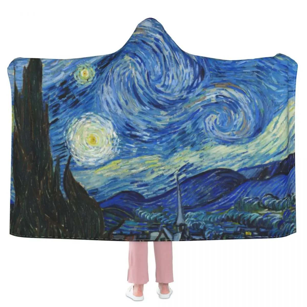 

Одеяло Star Van Gogh с капюшоном, мягкое модное удобное флисовое покрывало на стул, звездная ночь, импрессионизм