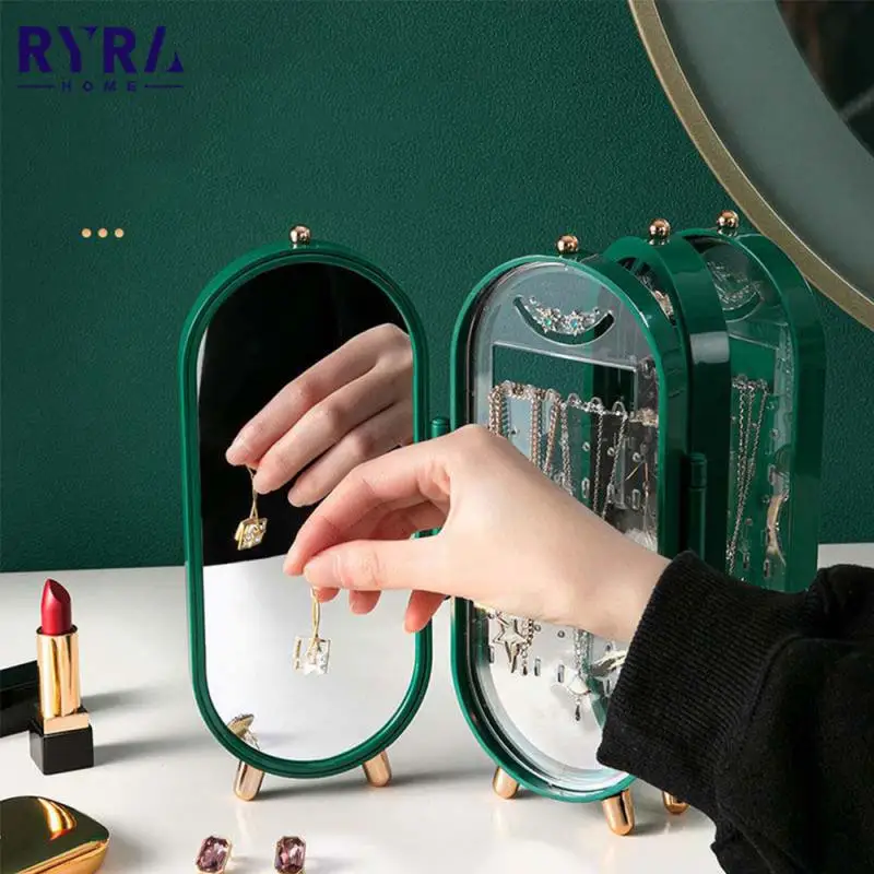 

Jewelry Storage Box Foldable Earrings Necklace Luxury Screen Retro Display Stand Travel Plastic Organizer Case Decorate Supplies