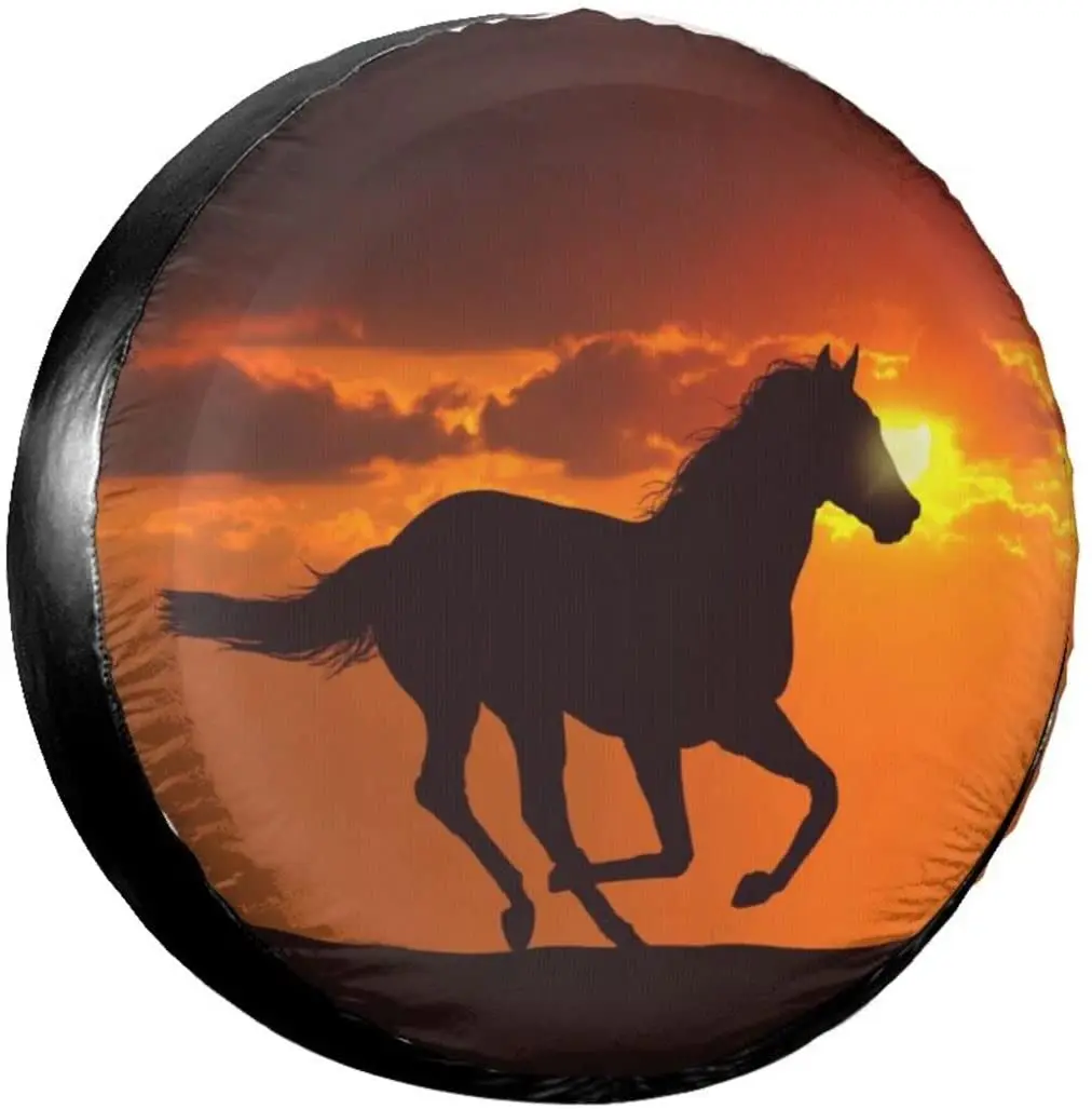 

Horse Running Under Sunset Spare Tire Cover Waterproof Dust-Proof UV Sun Wheel Tire Cover Fit for Jeep,Trailer, RV, SUV and Many