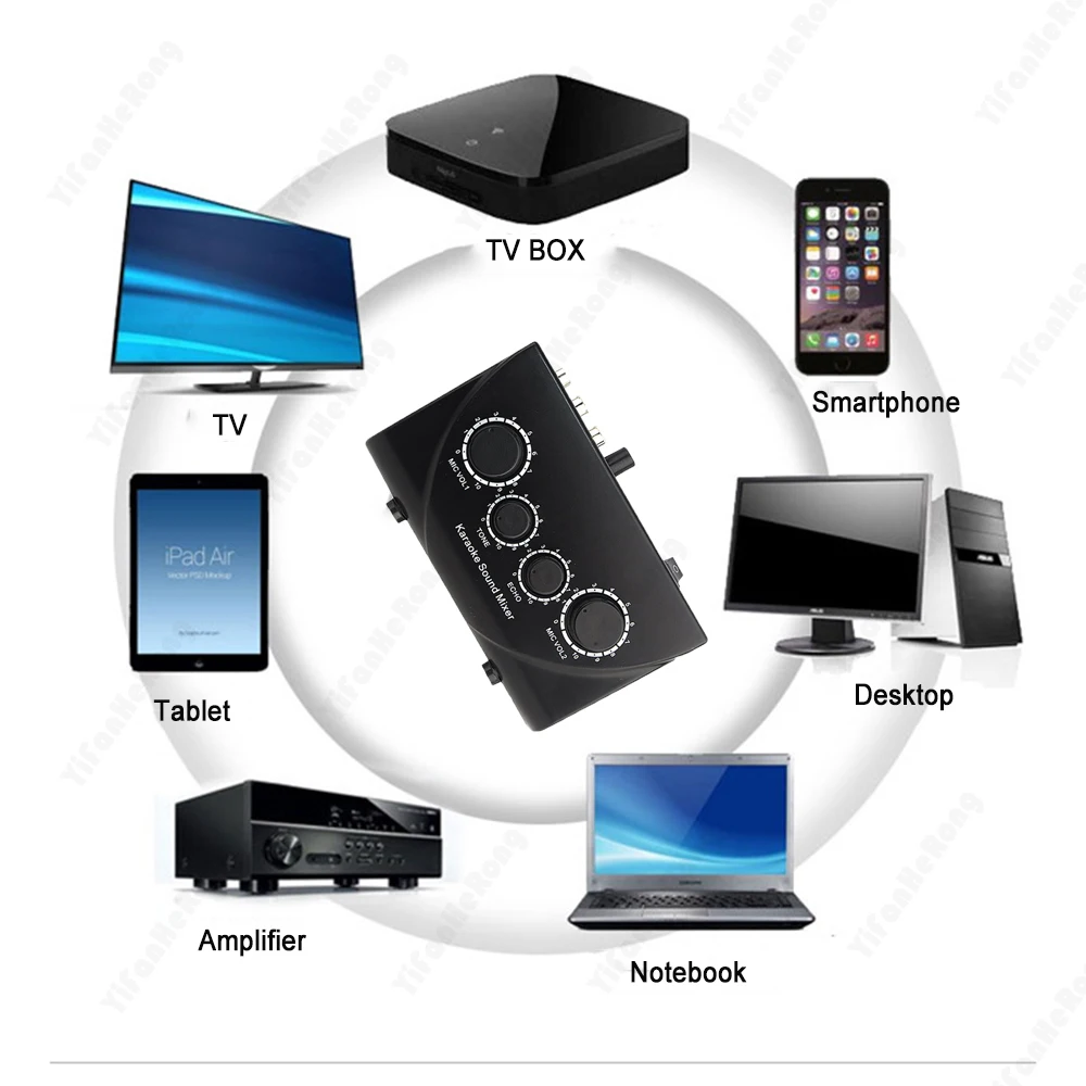 Портативный Двойной микрофонный вход звуковой микшер для усилителя и микрофона