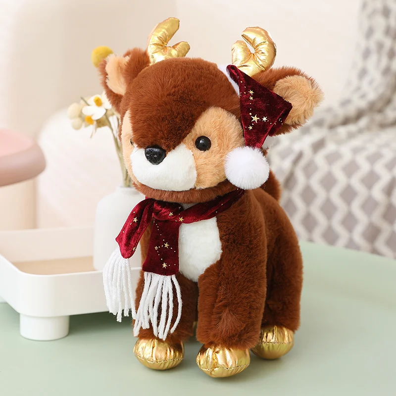 

1pc 32cm Kawaii Christmas Elk Plush Toys Colorful Deer Giraffe Stuffed Soft Dolls Baby Children Kids Xmas Gift Room Decor