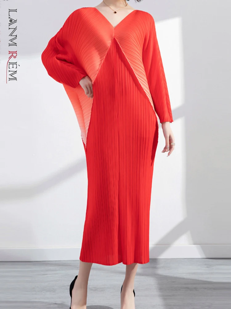 

Платье женское Плиссированное с рукавами «летучая мышь» и V-образным вырезом