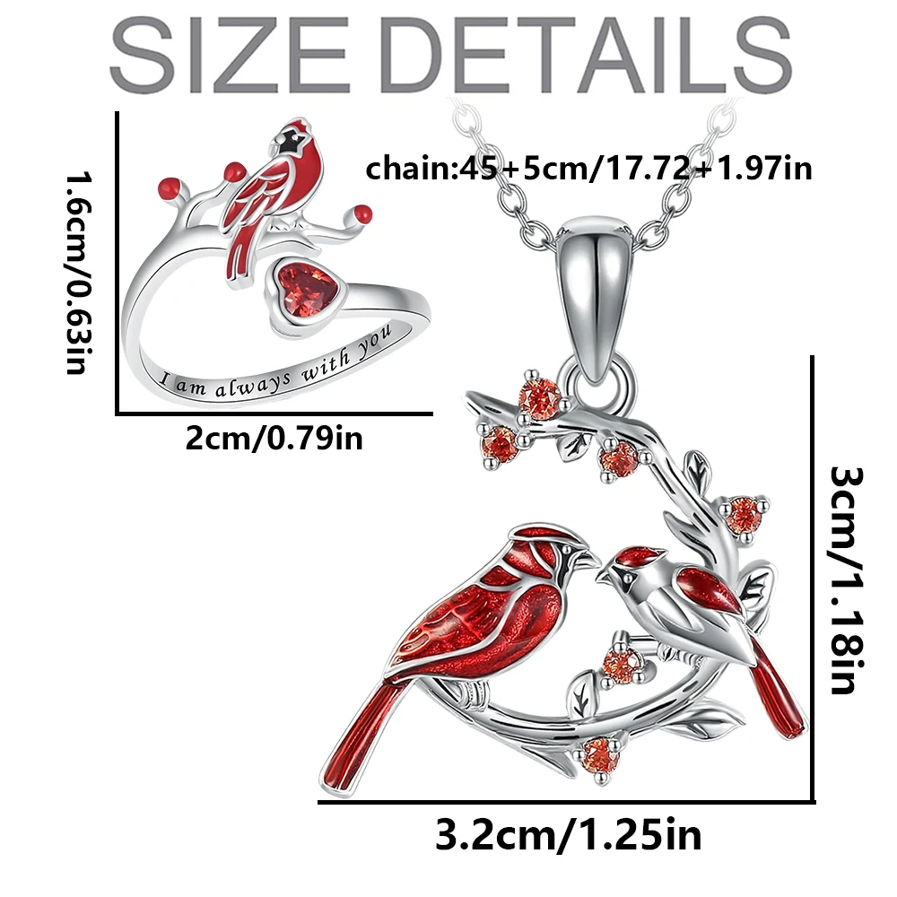 2 шт./компл. красивая пара красных подвесок в виде птицы епископа и кольца с