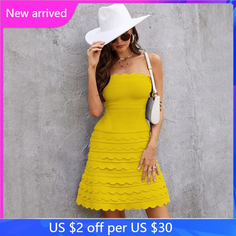 

Summer Fashion Wrap Chest Ruffle A-line Skirt Ladies Banquet Skirt