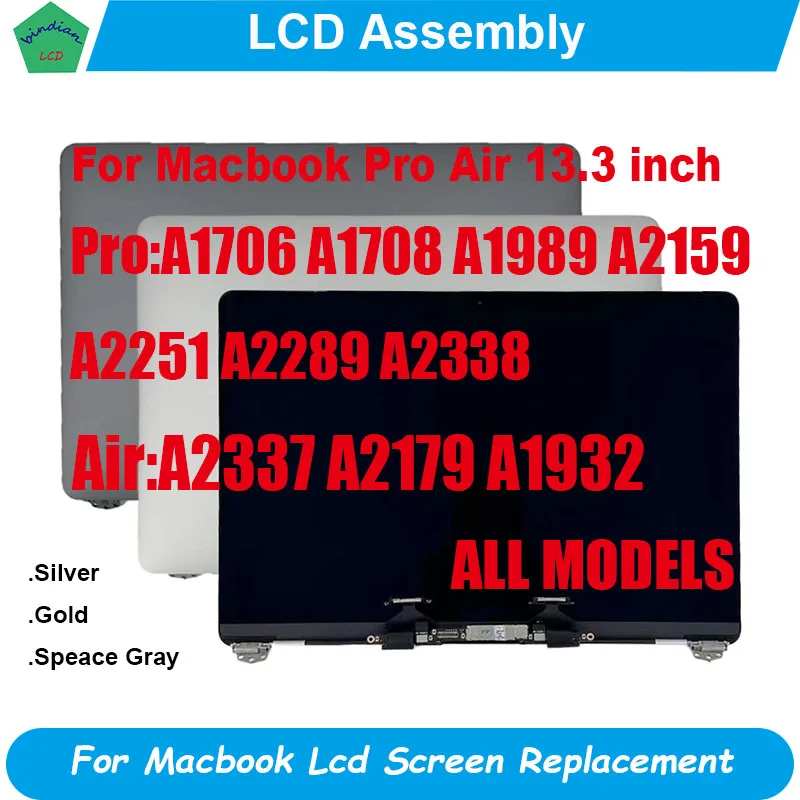 Оригинальный ЖК-дисплей для ноутбука в сборе экрана Macbook Silver Pro Retina Air 13 3 дюйма A1706