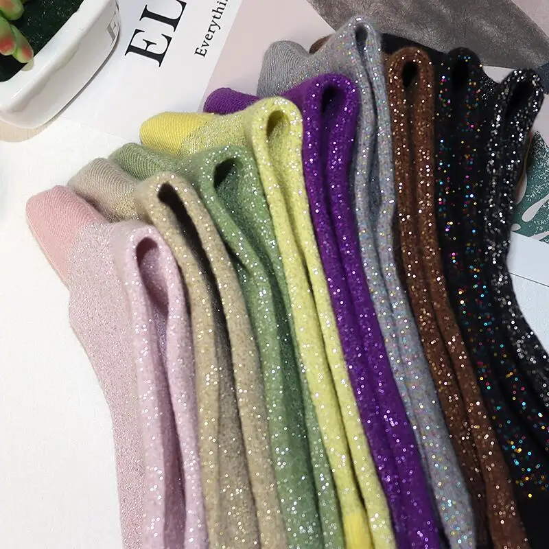3 pairs high quality women fashion filigree socks Sexy women spring autumn glitter socks Candy-colored Korean style women socks