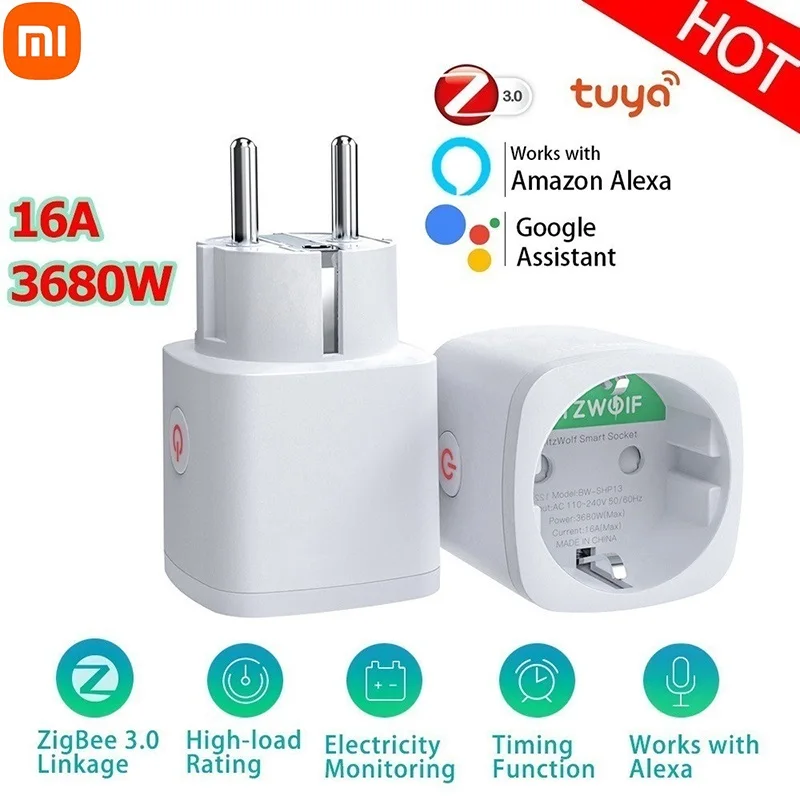 XIAOMI EU Plug Smart Socket Zigbee 3.0 Power Outlet Electricity Monitor Remote Control Timer Work With Alexa Google Home