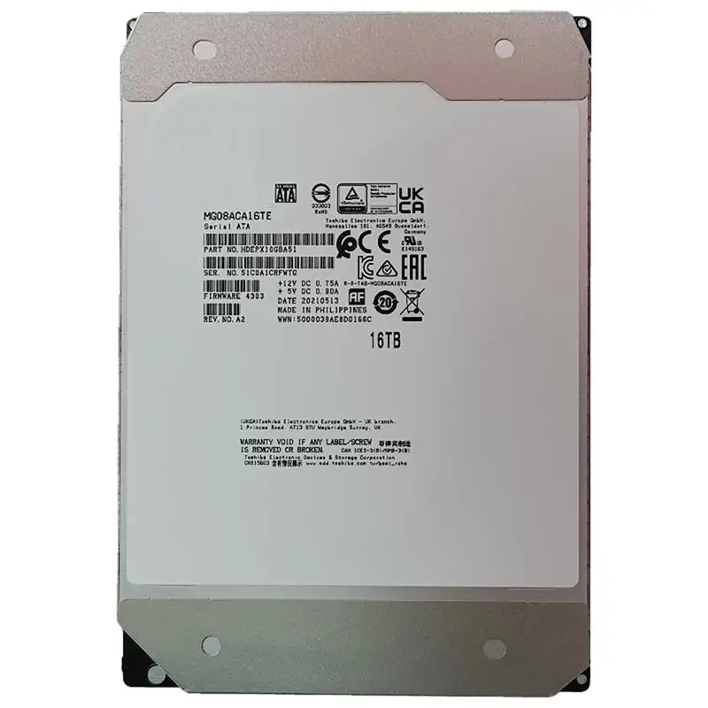 

Enterprise 16TB HDD SATA 3 жесткий диск 3,5 "Внутренний жесткий диск (MG08ACA16TE)