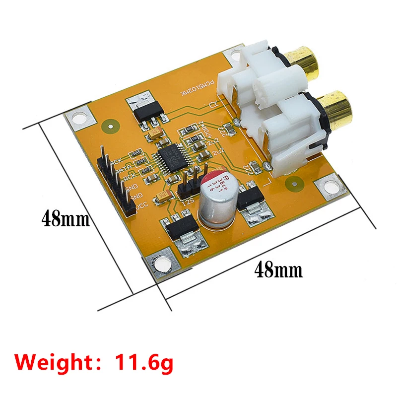 Фото Аудиодекодерная плата PCM5102 для Raspberry Pi, цифровой аудиомодуль I2S, 112 дБ SNR, вход DC 5-10 В, двойной аналоговый выход RCA №3