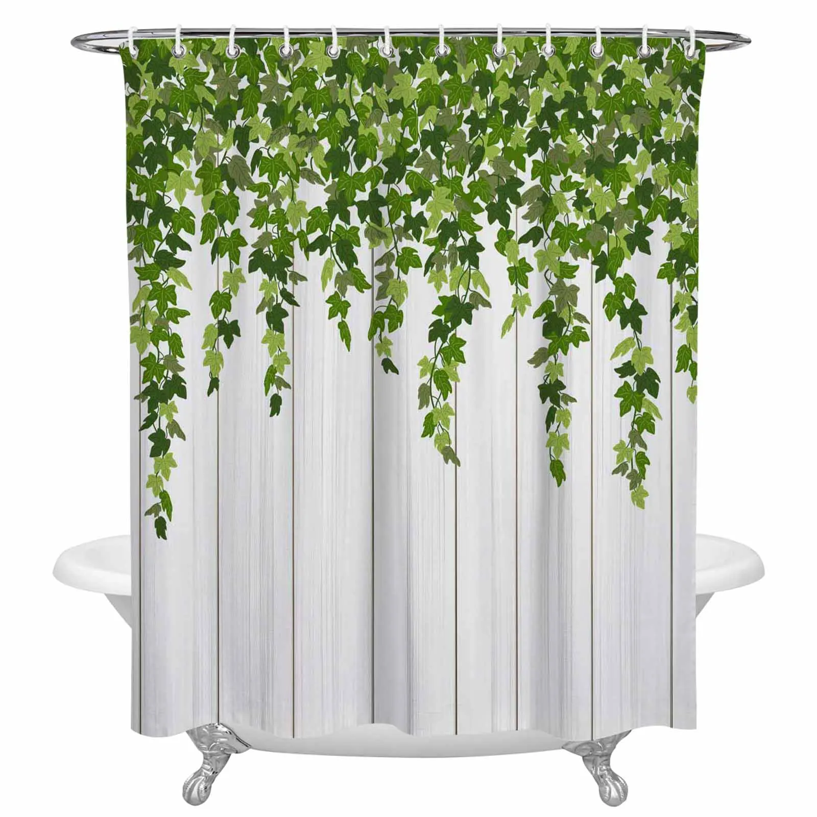 

Spring Plant Leaves Rattan Wood Grain Bathroom Shower Curtain Modern Home Decor Waterproof Polyester Fabric Bath Curtains