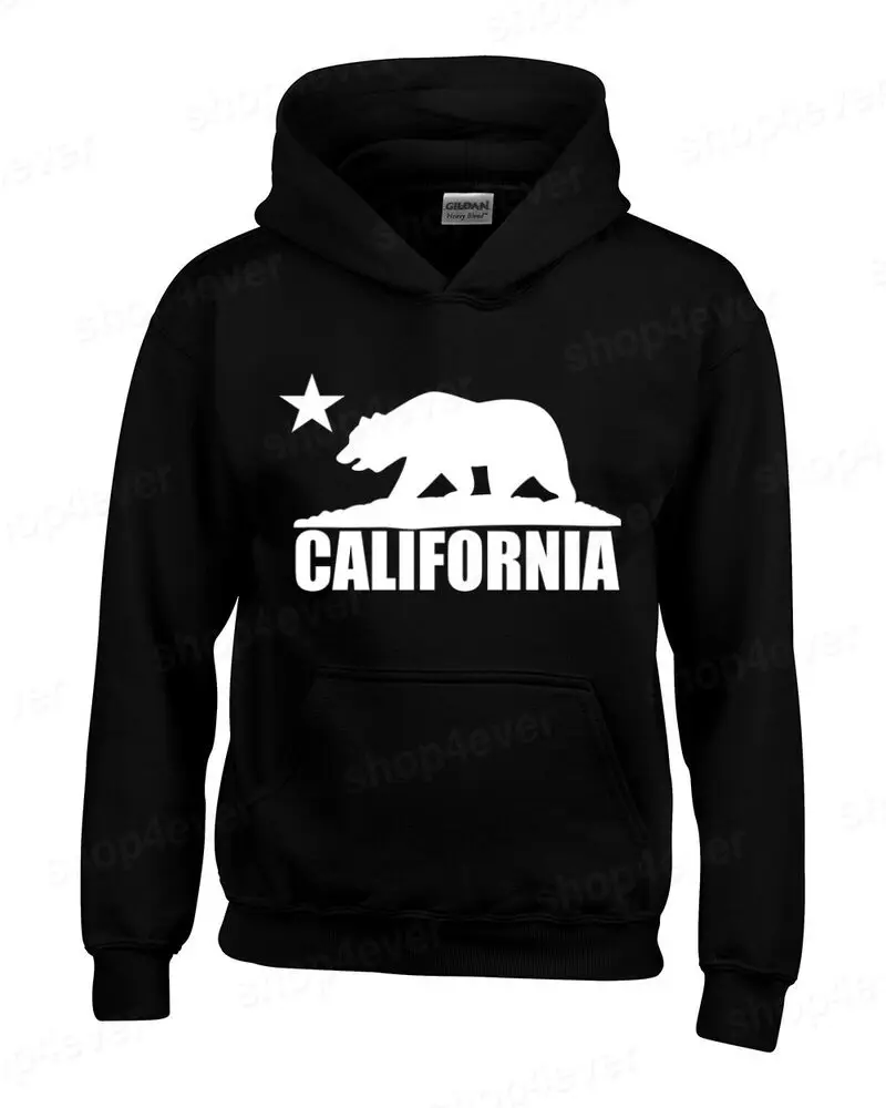 

California Bear White Hoodie Cali Souvenir State Map Republic Sweatshirts