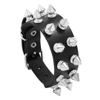 wangaiyao2022 new fashion punk style 2 rows of spiked leather bracelet personality trendy rock mens bracelet bracelet day gift