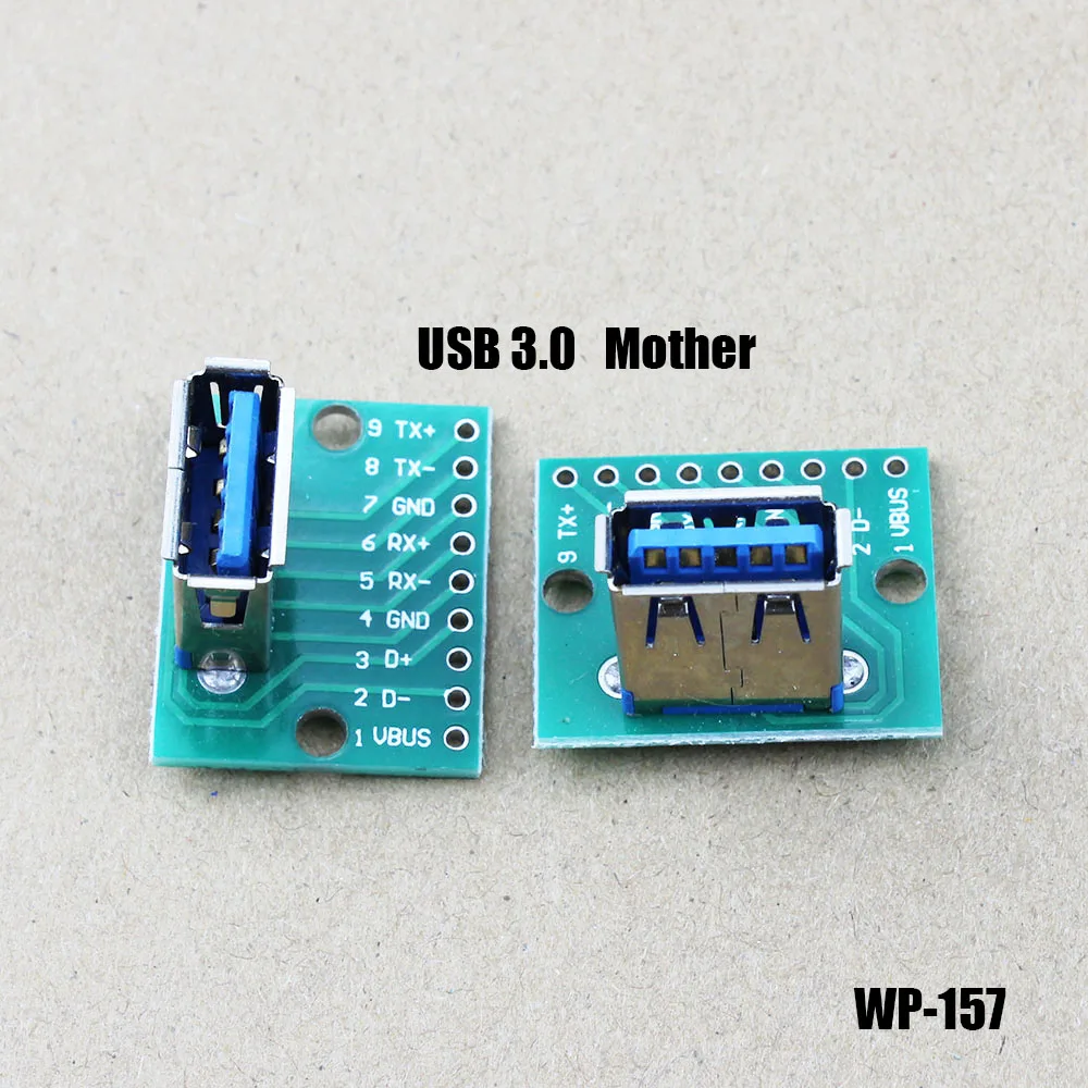 

1pc Vertical 3.0 USB Male Female Screw Fixing Hole USB Head Welding Plate Vertical Welding Test Plate Test Board Connector WP157