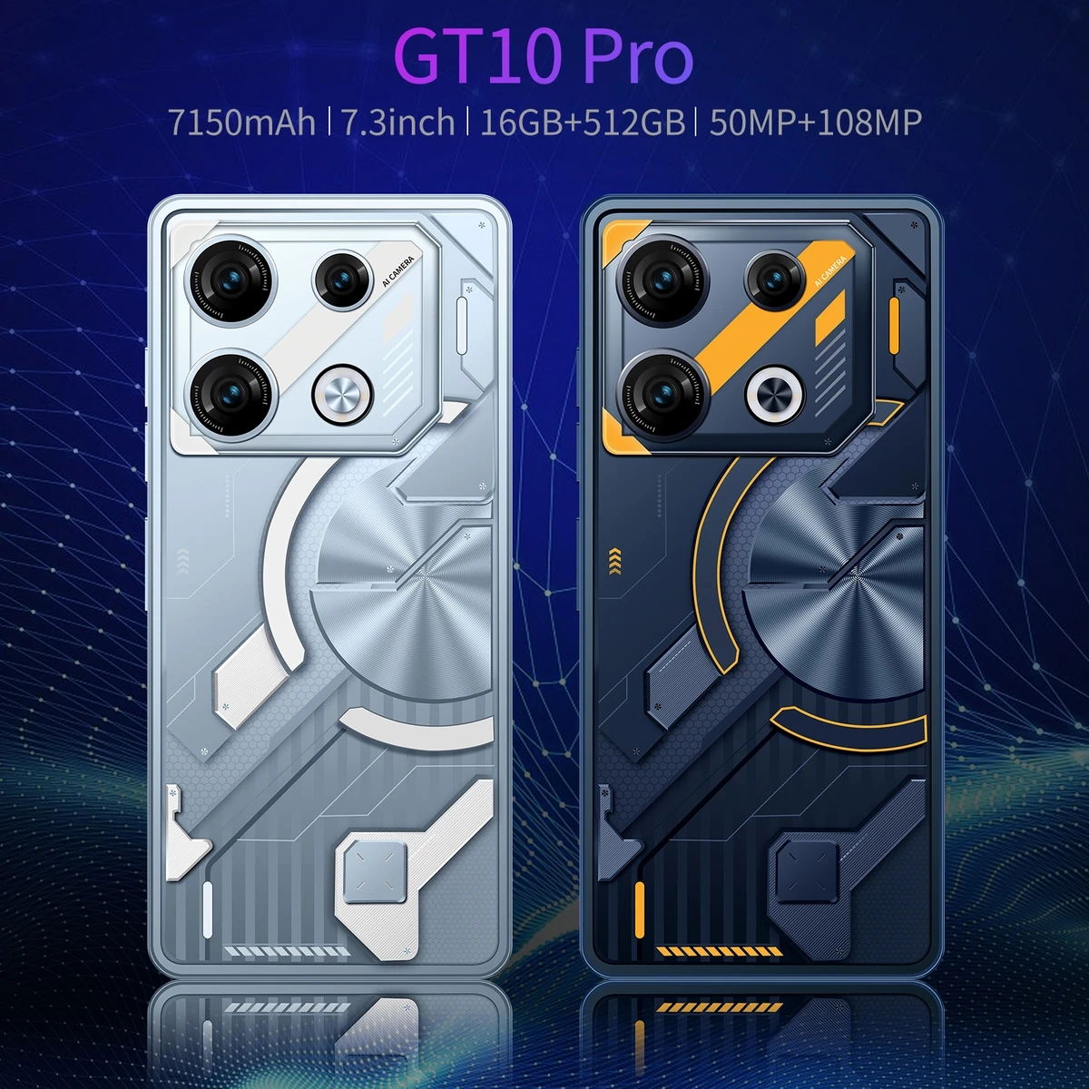 Мобильные телефоны с экраном GT10 PRO HD7.3 оригинальные мобильные 16G + 512G 5G Dual Sim Celulare