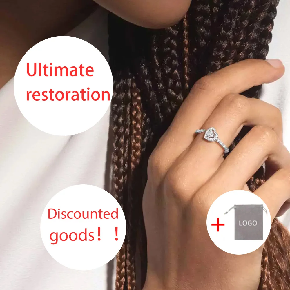 Модное кольцо из стерлингового серебра 925 пробы с бриллиантами в форме сердца