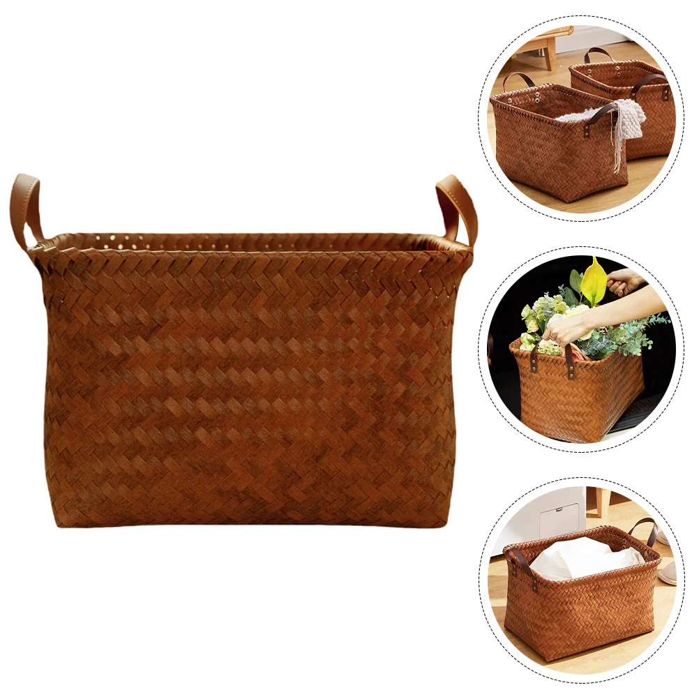 

Dirty Laundry Basket Seagrass Tabletop Manual Desktop Decorative Woven Clothing Pp Wastepaper Holder Weaving Washing