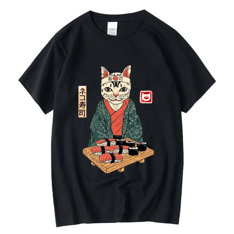 

Japanese Style Short Sleeve Samurai Cat Cool Anime 3d Printed Funny Casual Otaku Man T-shirt 2023 Summer New Harajuku Top Tees