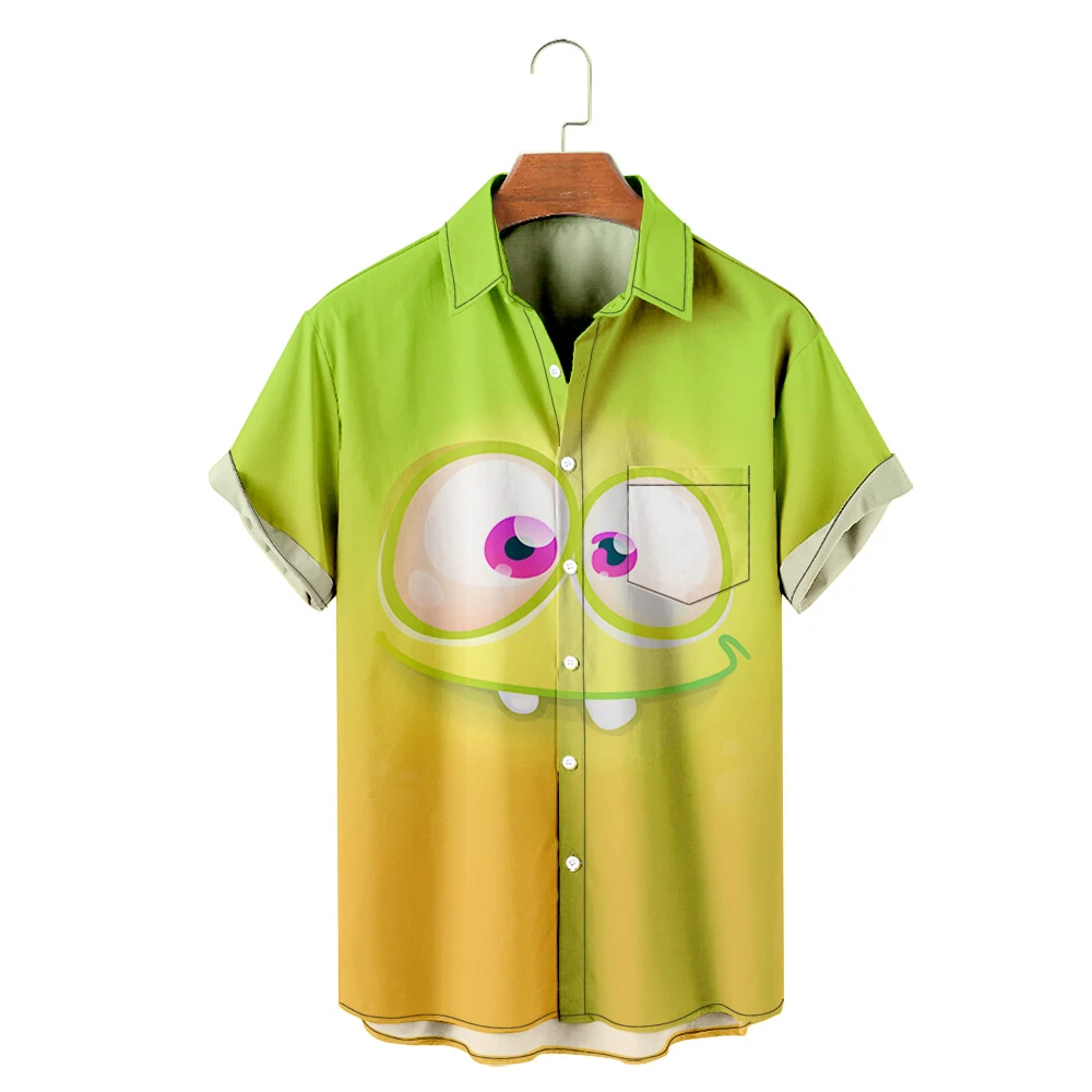 

Гавайская футболка Y2K Мужская, модная ужасная мультяшная уютная Повседневная пляжная рубашка оверсайз с 3D принтом, с коротким рукавом, 17