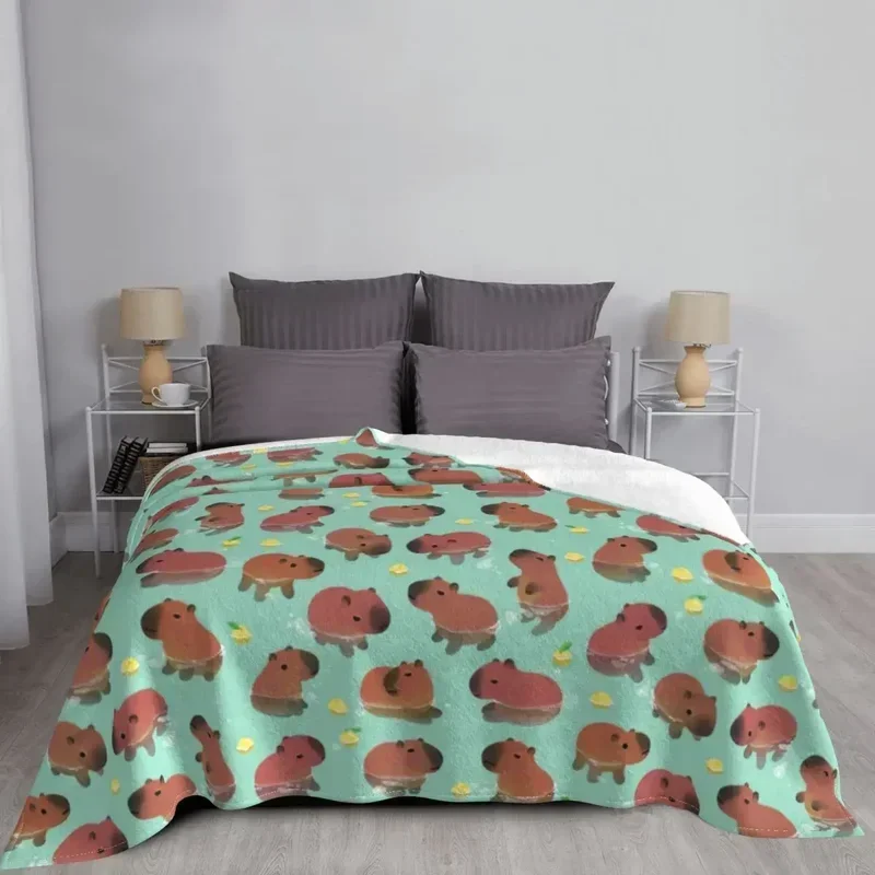 Cute Capybara Baby Blankets Flannel Summer Autumn Winter Animal Lover Super Warm Throw Blanket for Bed Outdoor Rug Piece