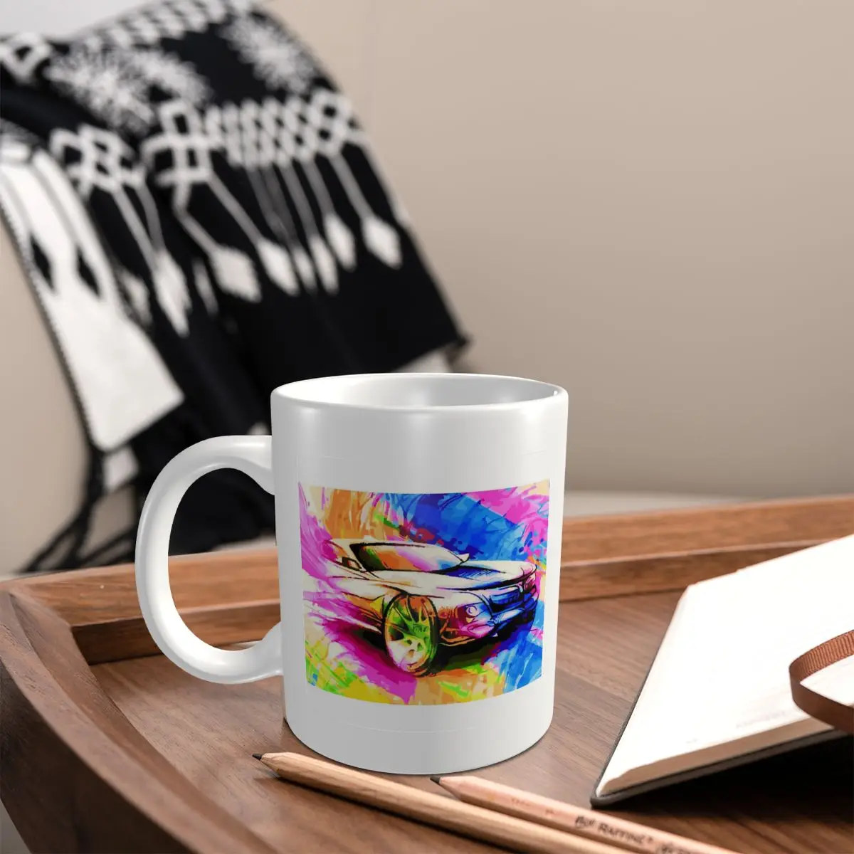 Керамическая чашка с гоночной машиной подарок для друзей на день рождения