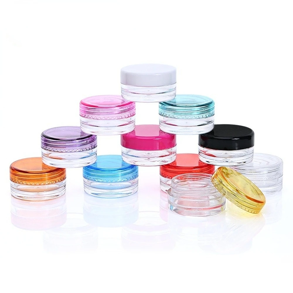 

10Pcs Cosmetic Sifter Jars Pot Box Nail Art Cosmetic Bead Storage Makeup Cream Plastic Container Round Refillable Bottles